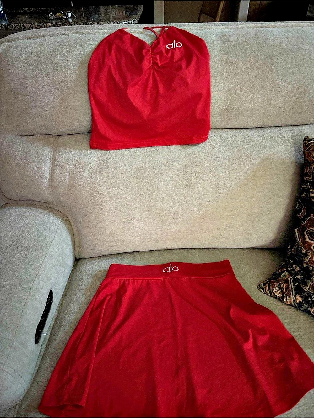 alo Matching Skirt Set in Red Like New